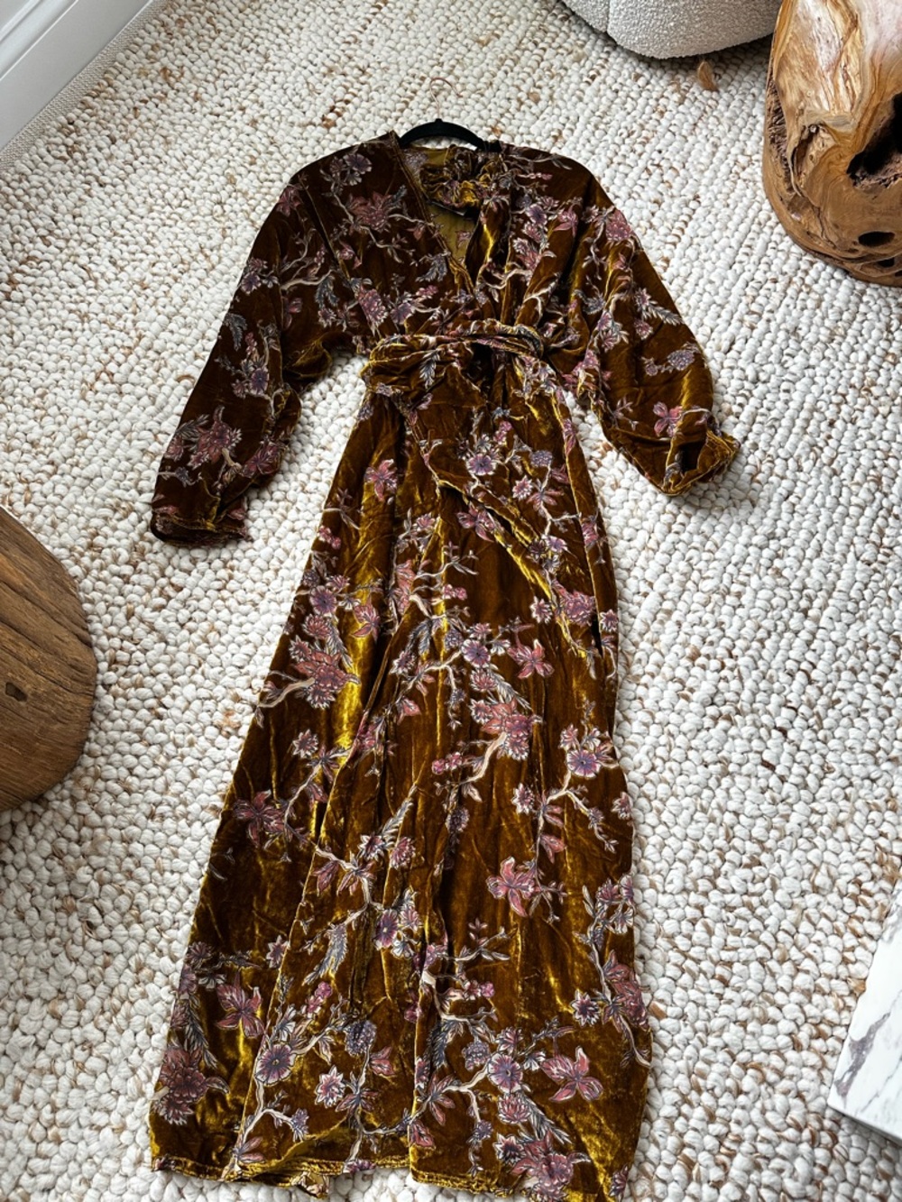 Velvet Floral Wrap Dress/ NWT
